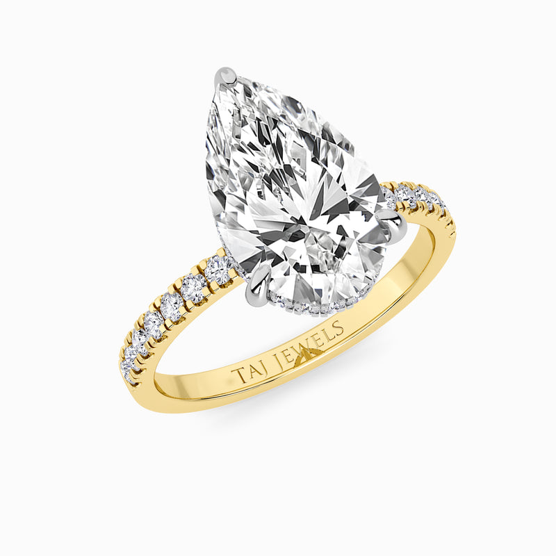 Pear Brilliant Cut Shoulder Set Lab Diamond Engagement Ring (Floating Head) (1ct+)