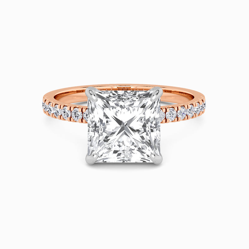 Princess Cut Shoulder Set Lab Diamond Engagement Ring (Floating Head) (1ct+)