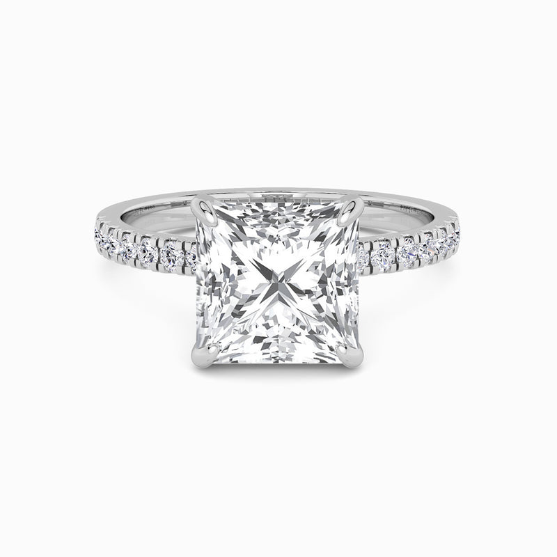 Princess Cut Shoulder Set Lab Diamond Engagement Ring (Floating Head) (1ct+)