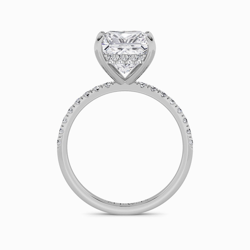 Princess Cut Shoulder Set Lab Diamond Engagement Ring (Floating Head) (1ct+)