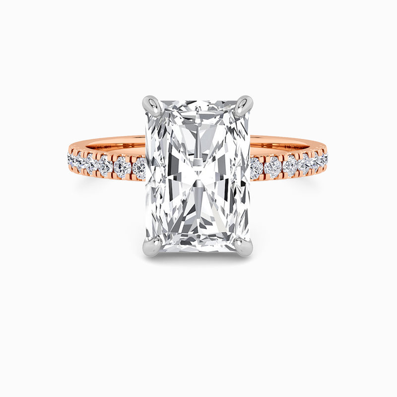 Radiant Cut Shoulder Set Lab Diamond Engagement Ring (Floating Head) (1ct+)