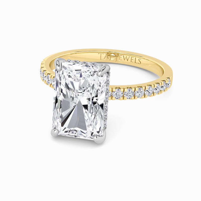 Radiant Cut Shoulder Set Lab Diamond Engagement Ring (Floating Head) (1ct+)