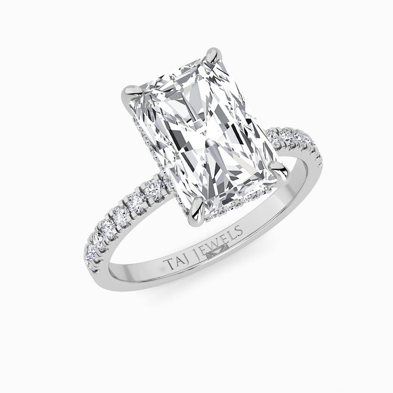 Radiant Cut Shoulder Set Lab Diamond Engagement Ring (Floating Head) (1ct+)