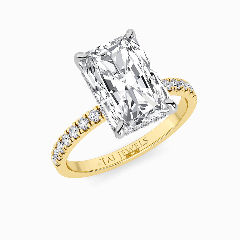 Radiant Cut Shoulder Set Lab Diamond Engagement Ring (Floating Head) (1ct+)