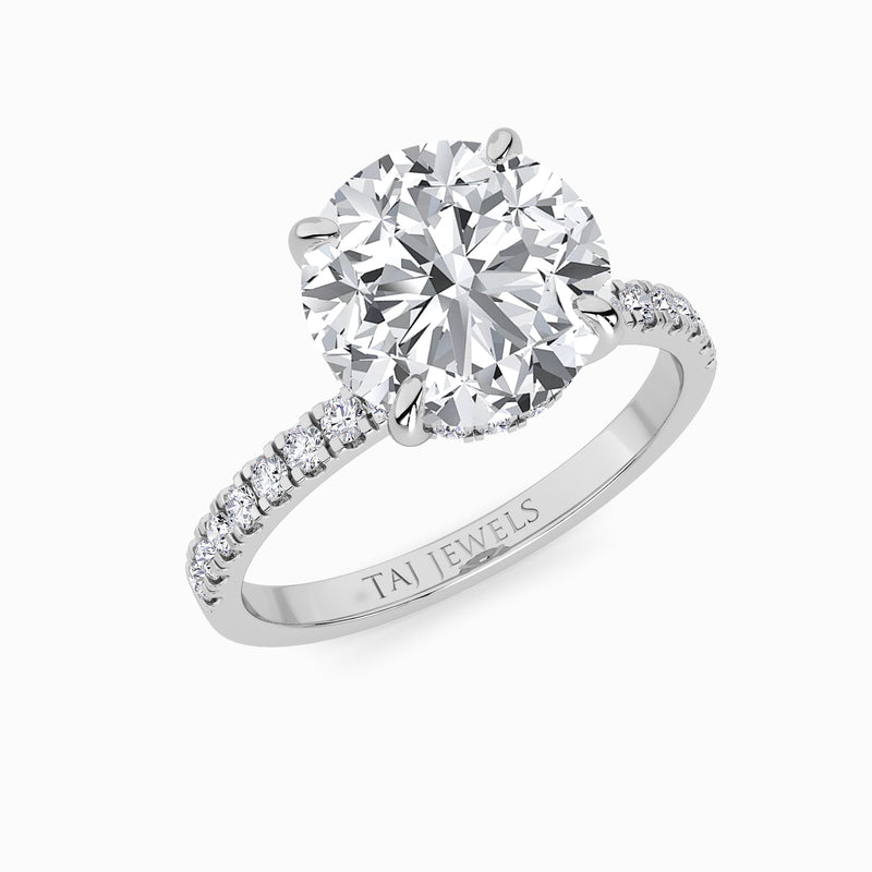 Round Brilliant Cut Shoulder Set Lab Diamond Engagement Ring (Floating Head) (1ct+)