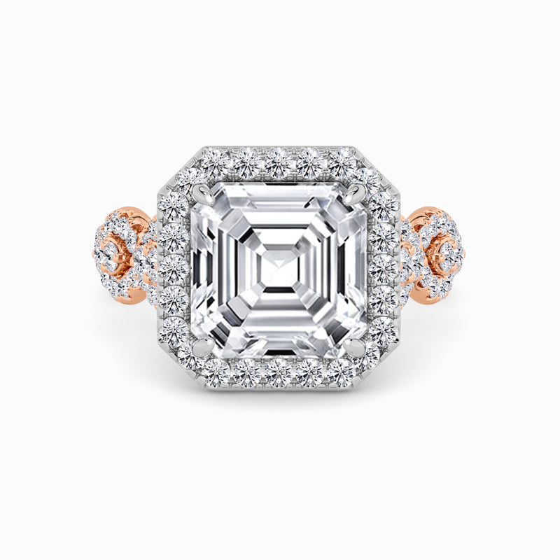 Asscher Cut Halo Braided Band Lab Diamond Engagement Ring (1ct+)