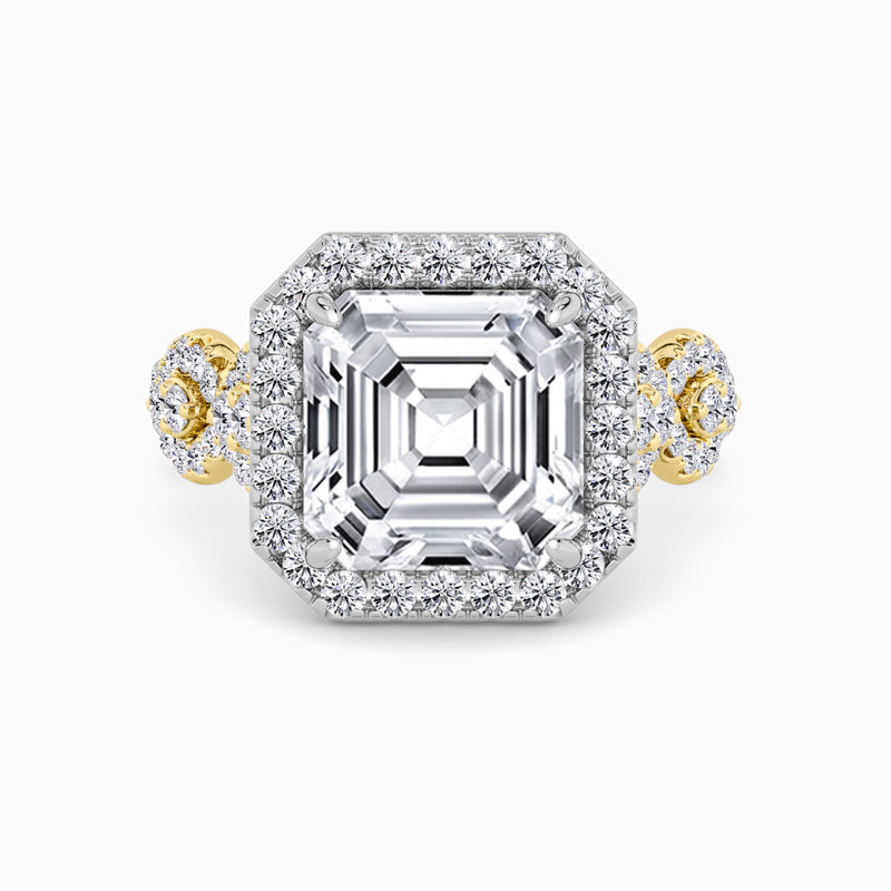 Asscher Cut Halo Braided Band Lab Diamond Engagement Ring (1ct+)