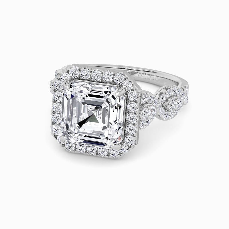 Asscher Cut Halo Braided Band Lab Diamond Engagement Ring (1ct+)