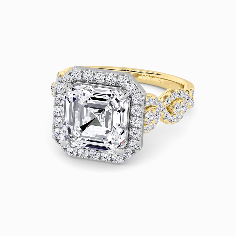 Asscher Cut Halo Braided Band Lab Diamond Engagement Ring (1ct+)