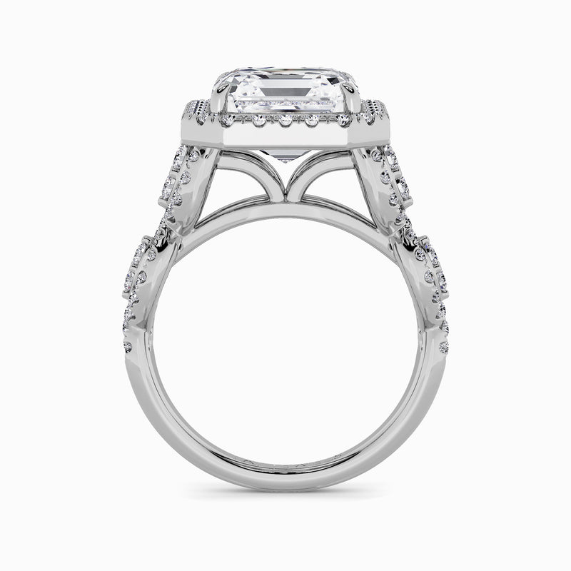 Asscher Cut Halo Braided Band Lab Diamond Engagement Ring (1ct+)