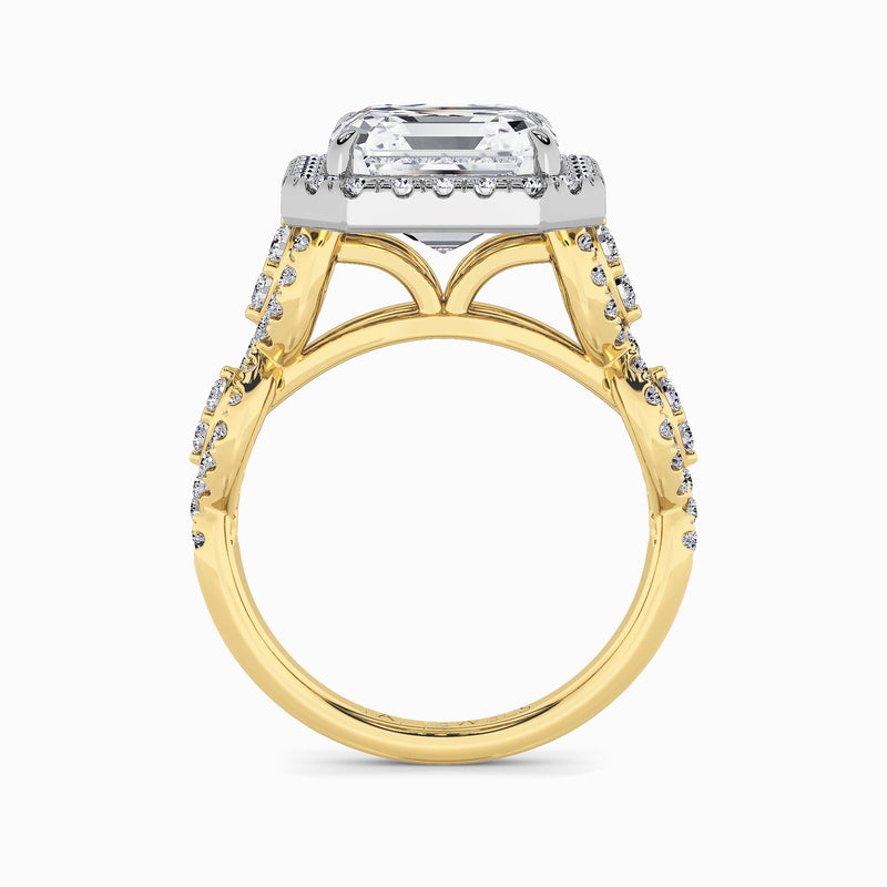 Asscher Cut Halo Braided Band Lab Diamond Engagement Ring (1ct+)