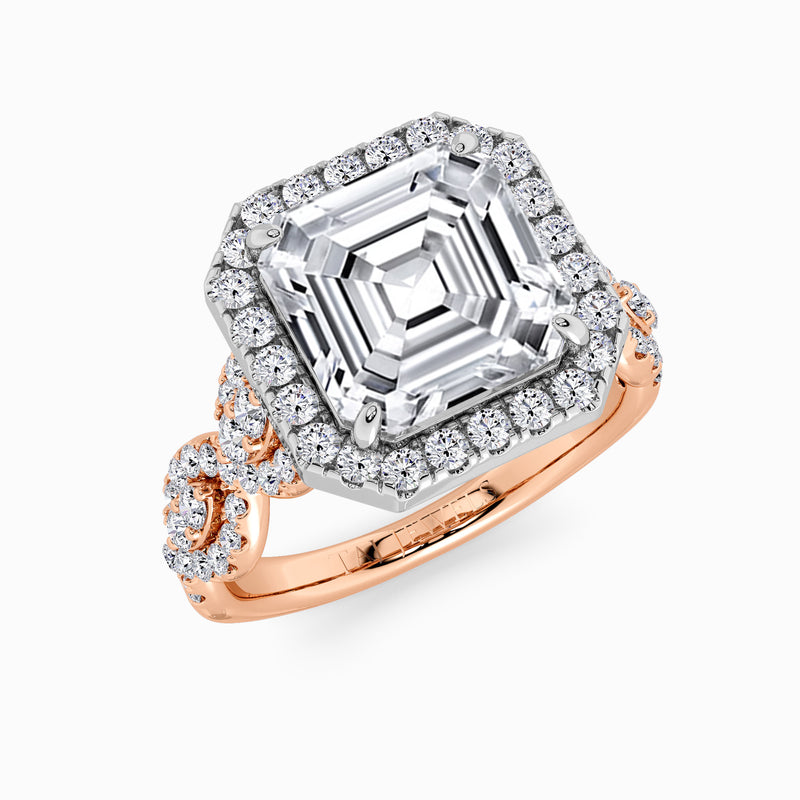 Asscher Cut Halo Braided Band Lab Diamond Engagement Ring (1ct+)