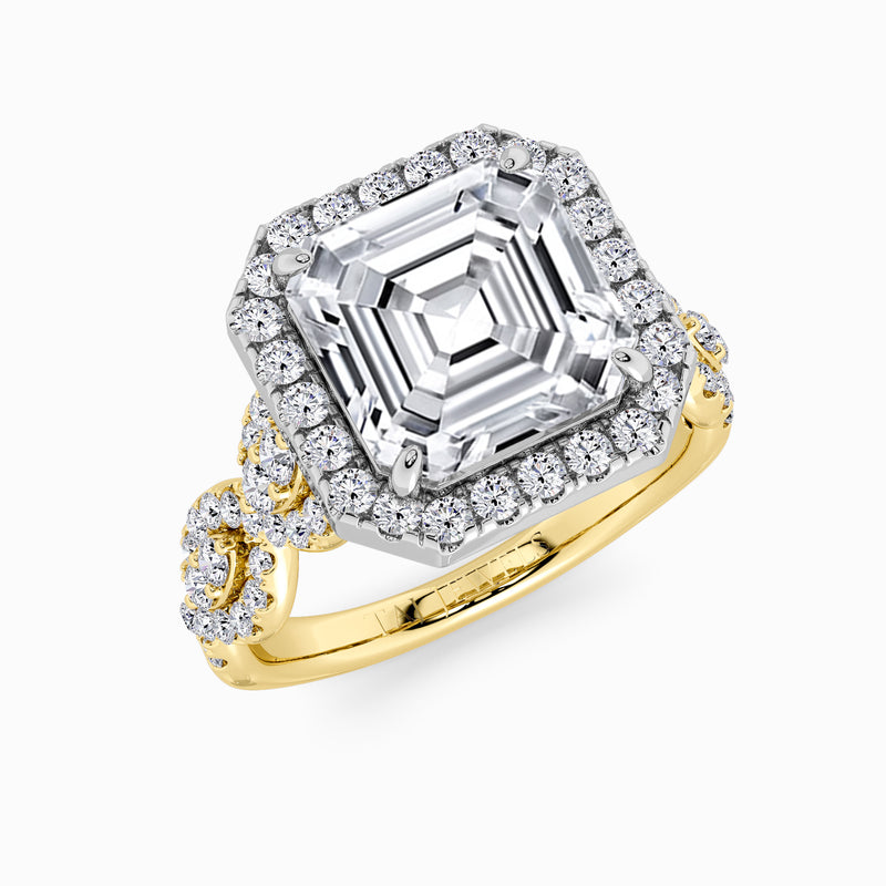 Asscher Cut Halo Braided Band Lab Diamond Engagement Ring (1ct+)