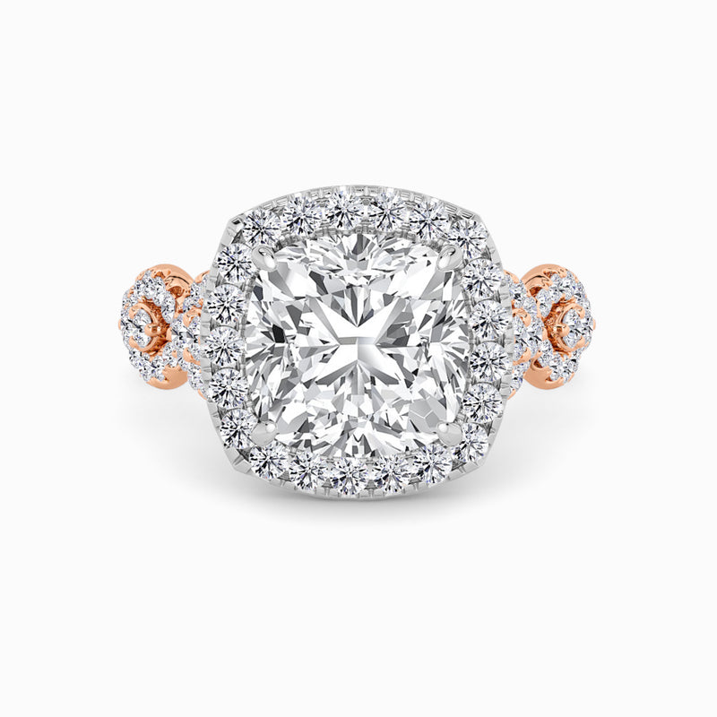 Cushion Cut Halo Braided Band Lab Diamond Engagement Ring (1ct+)