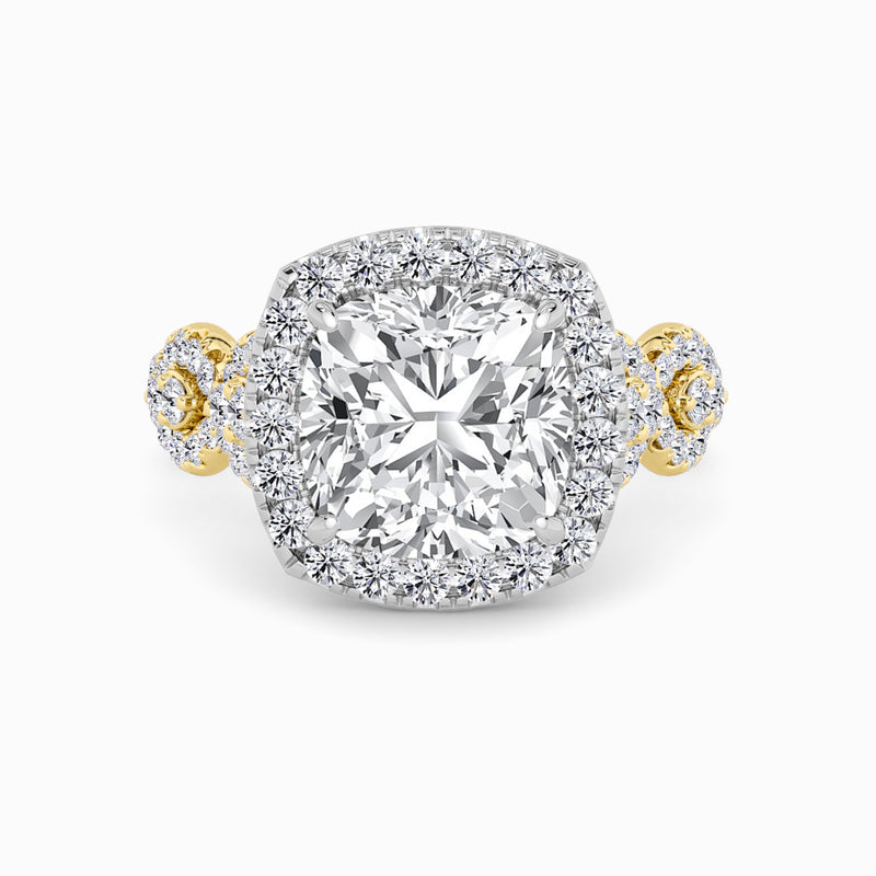 Cushion Cut Halo Braided Band Lab Diamond Engagement Ring (1ct+)