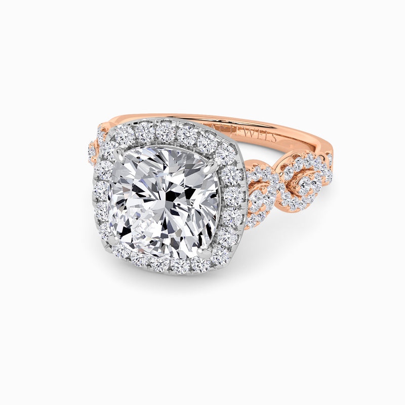 Cushion Cut Halo Braided Band Lab Diamond Engagement Ring (1ct+)