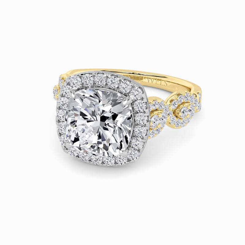 Cushion Cut Halo Braided Band Lab Diamond Engagement Ring (1ct+)