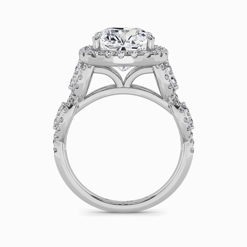 Cushion Cut Halo Braided Band Lab Diamond Engagement Ring (1ct+)