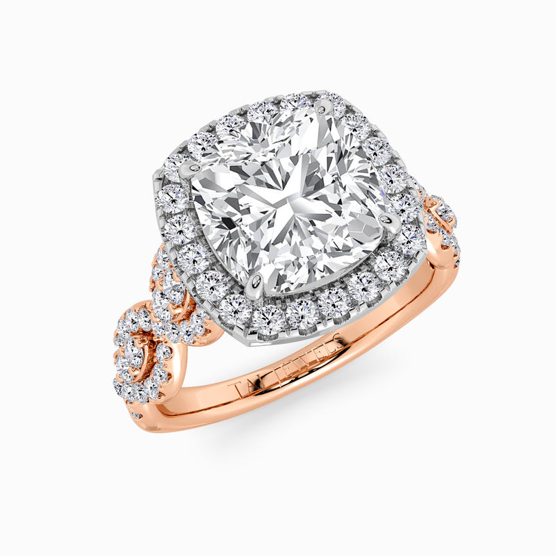 Cushion Cut Halo Braided Band Lab Diamond Engagement Ring (1ct+)