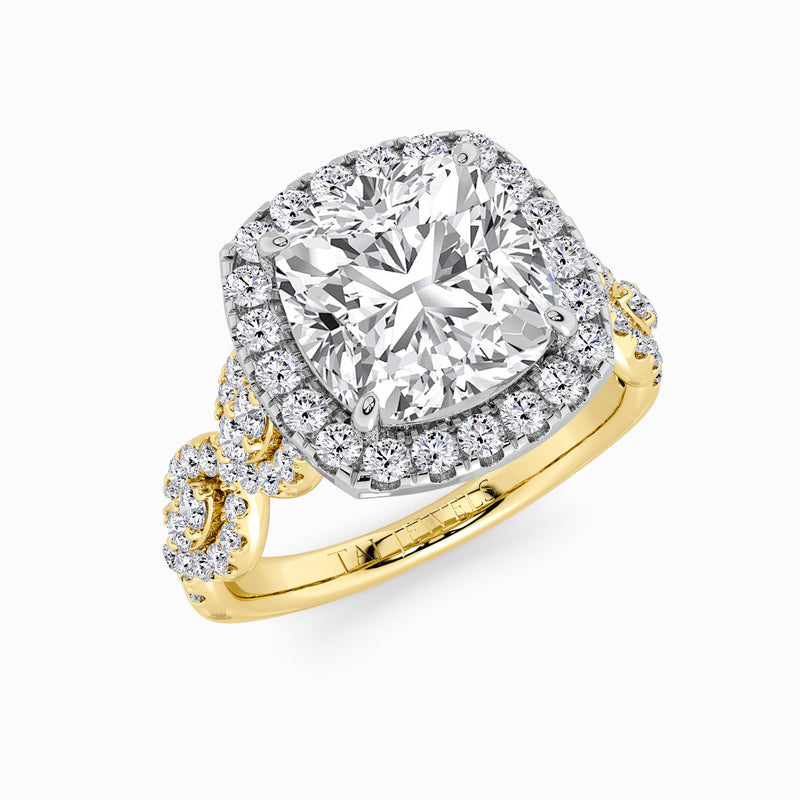 Cushion Cut Halo Braided Band Lab Diamond Engagement Ring (1ct+)