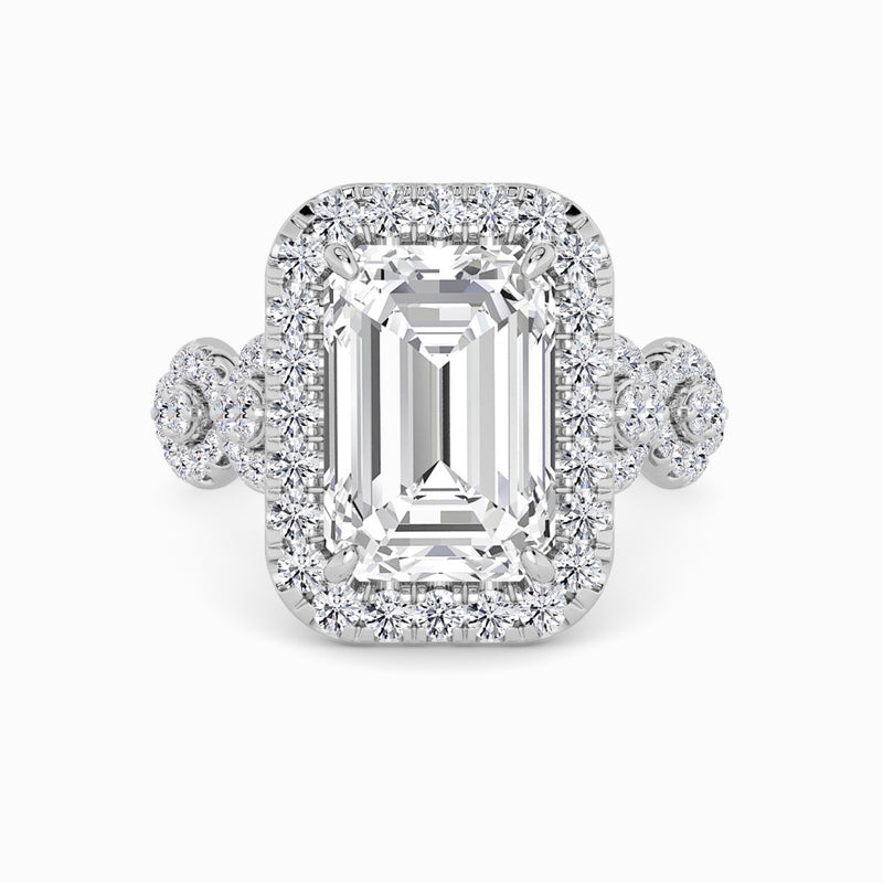 Emerald Cut Halo Braided Band Lab Diamond Engagement Ring (1ct+)