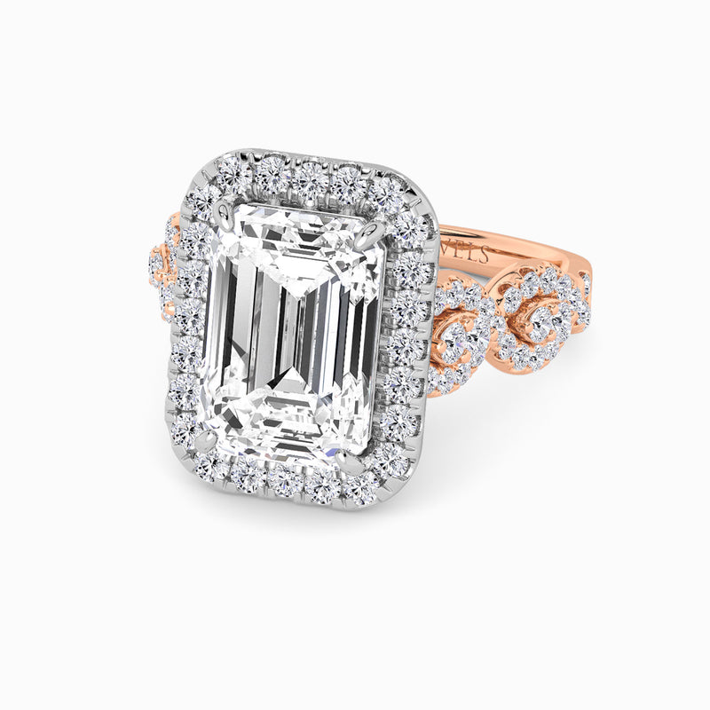 Emerald Cut Halo Braided Band Lab Diamond Engagement Ring (1ct+)