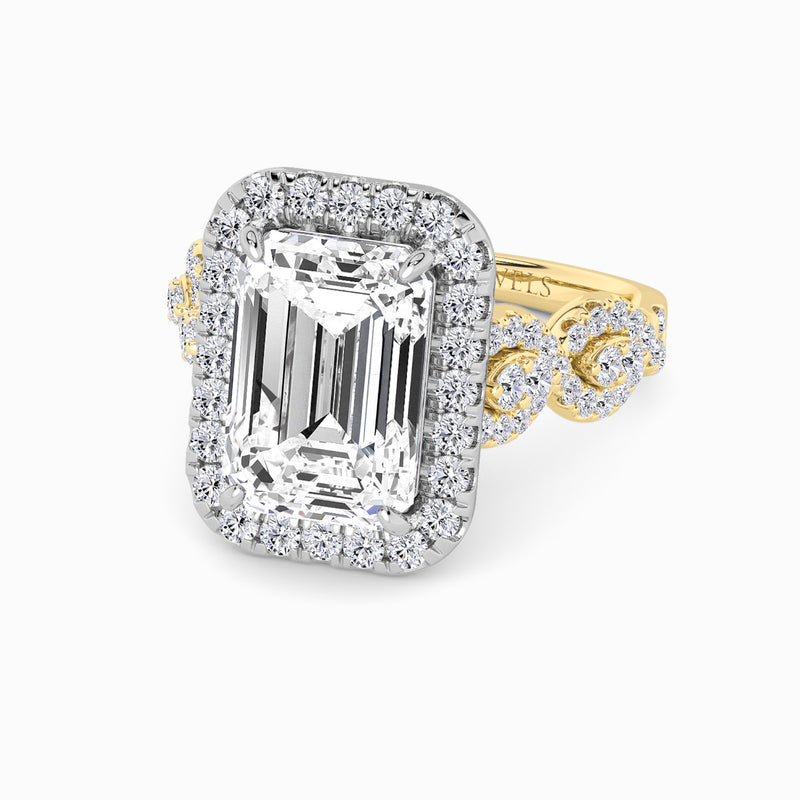 Emerald Cut Halo Braided Band Lab Diamond Engagement Ring (1ct+)