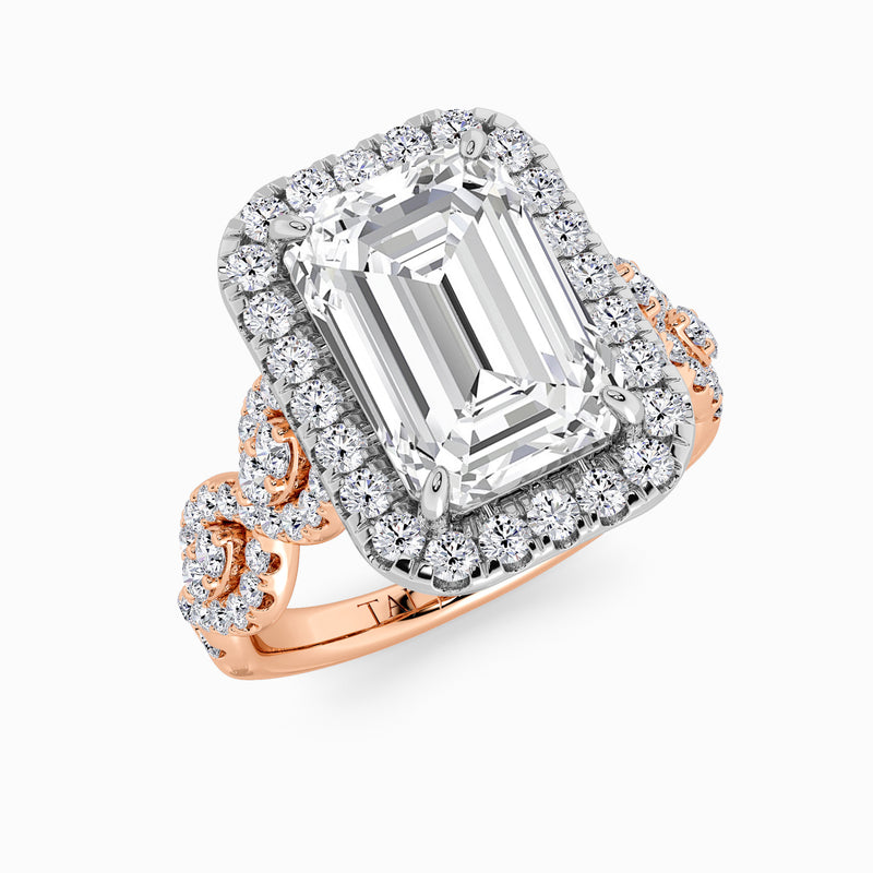 Emerald Cut Halo Braided Band Lab Diamond Engagement Ring (1ct+)