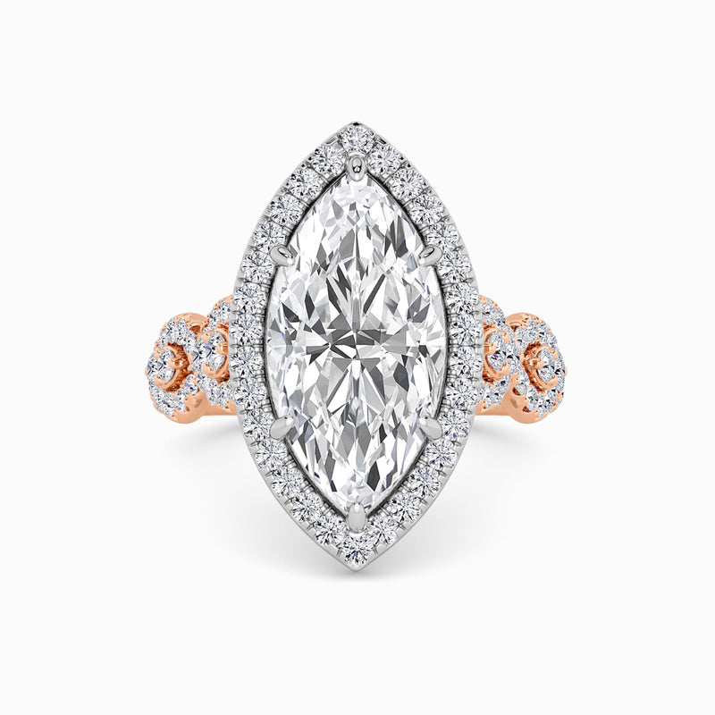 Marquise Brilliant Cut Halo Braided Band Lab Diamond Engagement Ring (1ct+)