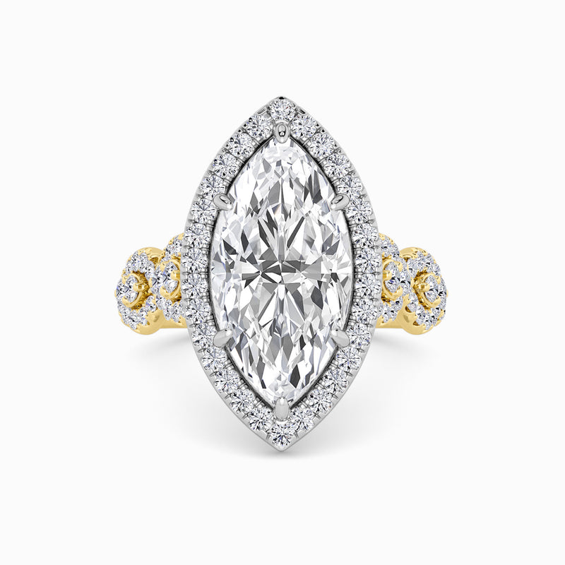 Marquise Brilliant Cut Halo Braided Band Lab Diamond Engagement Ring (1ct+)