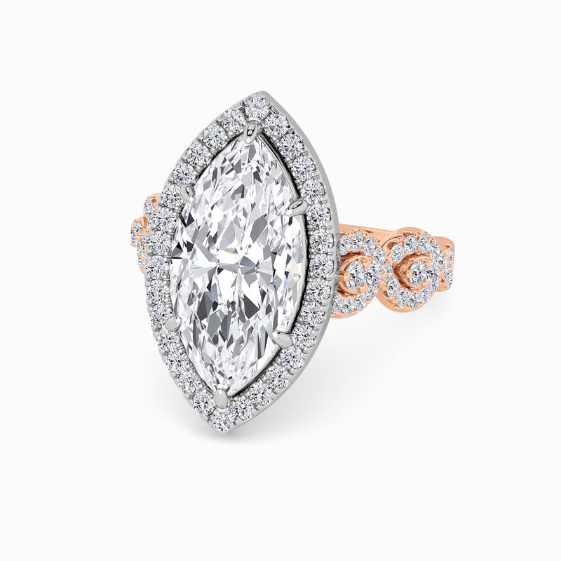 Marquise Brilliant Cut Halo Braided Band Lab Diamond Engagement Ring (1ct+)