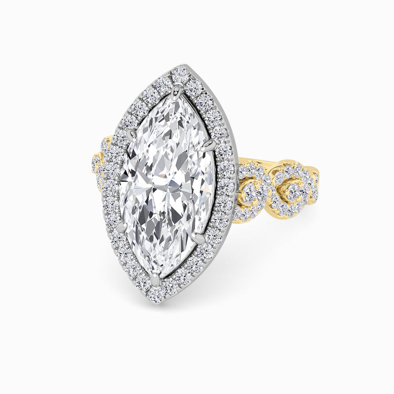 Marquise Brilliant Cut Halo Braided Band Lab Diamond Engagement Ring (1ct+)