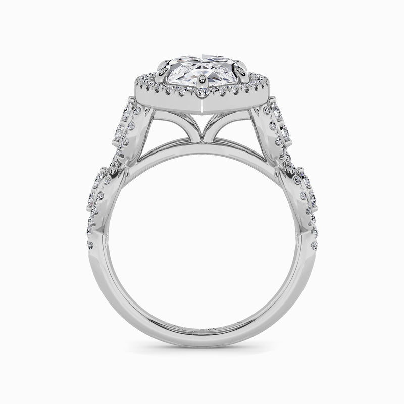 Marquise Brilliant Cut Halo Braided Band Lab Diamond Engagement Ring (1ct+)