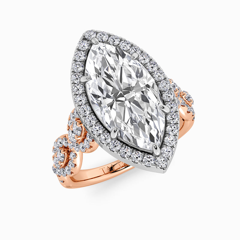 Marquise Brilliant Cut Halo Braided Band Lab Diamond Engagement Ring (1ct+)