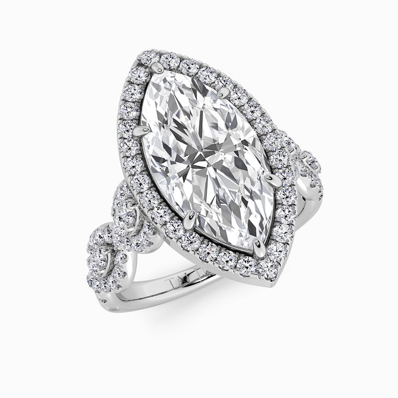 Marquise Brilliant Cut Halo Braided Band Lab Diamond Engagement Ring (1ct+)