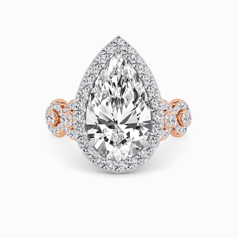 Pear Brilliant Cut Halo Braided Band Lab Diamond Engagement Ring (1ct+)