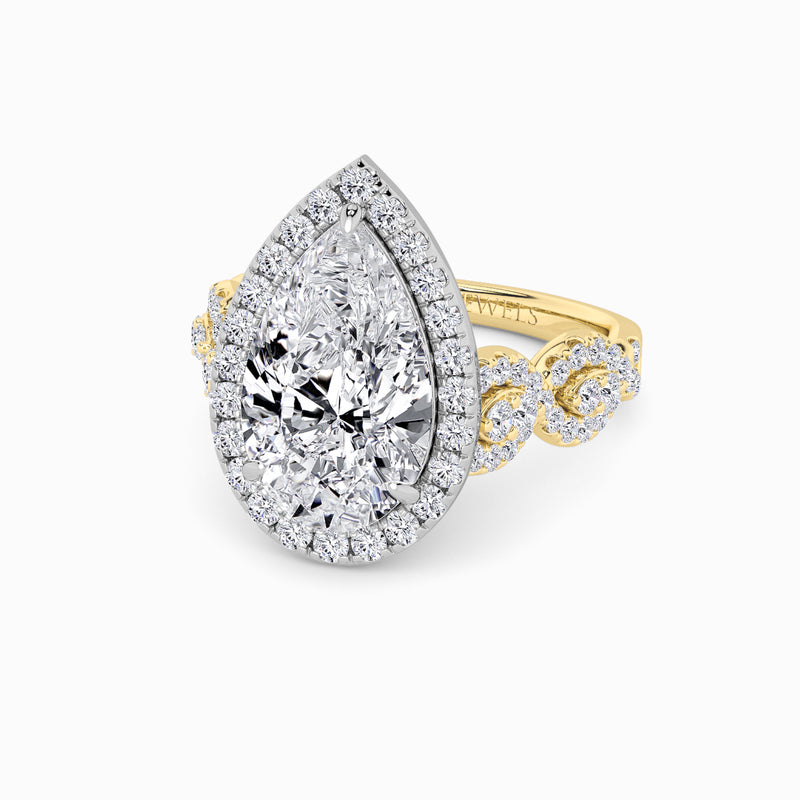 Pear Brilliant Cut Halo Braided Band Lab Diamond Engagement Ring (1ct+)