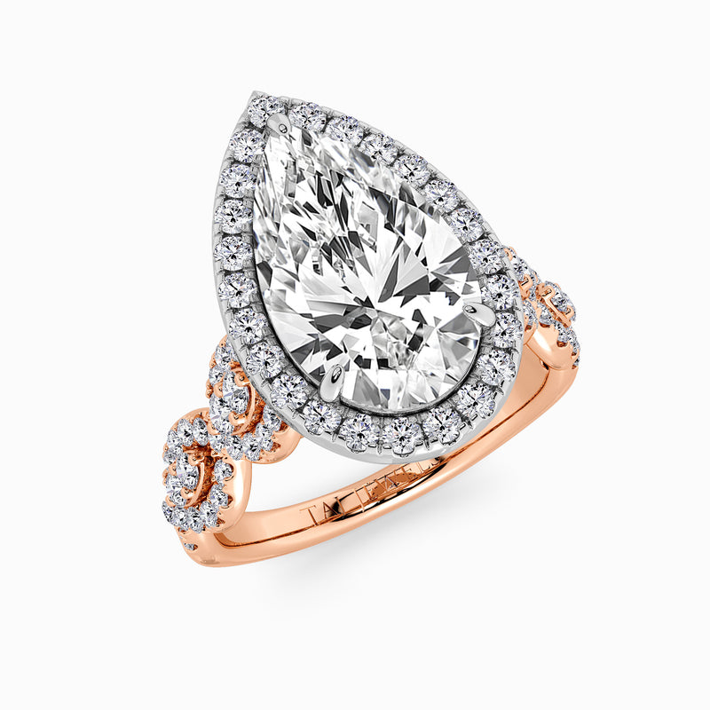 Pear Brilliant Cut Halo Braided Band Lab Diamond Engagement Ring (1ct+)