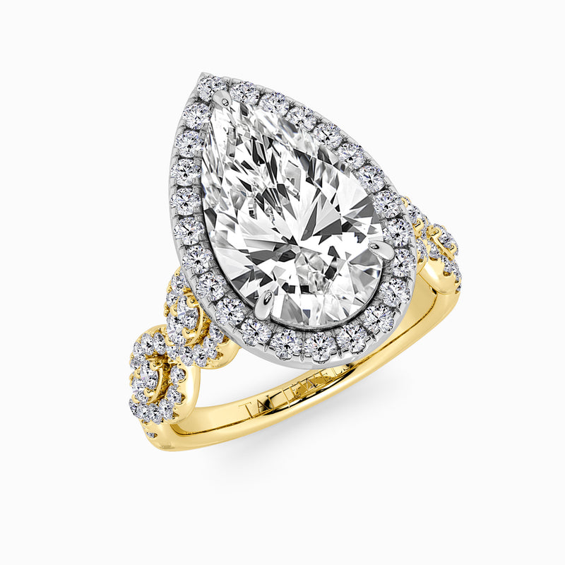 Pear Brilliant Cut Halo Braided Band Lab Diamond Engagement Ring (1ct+)