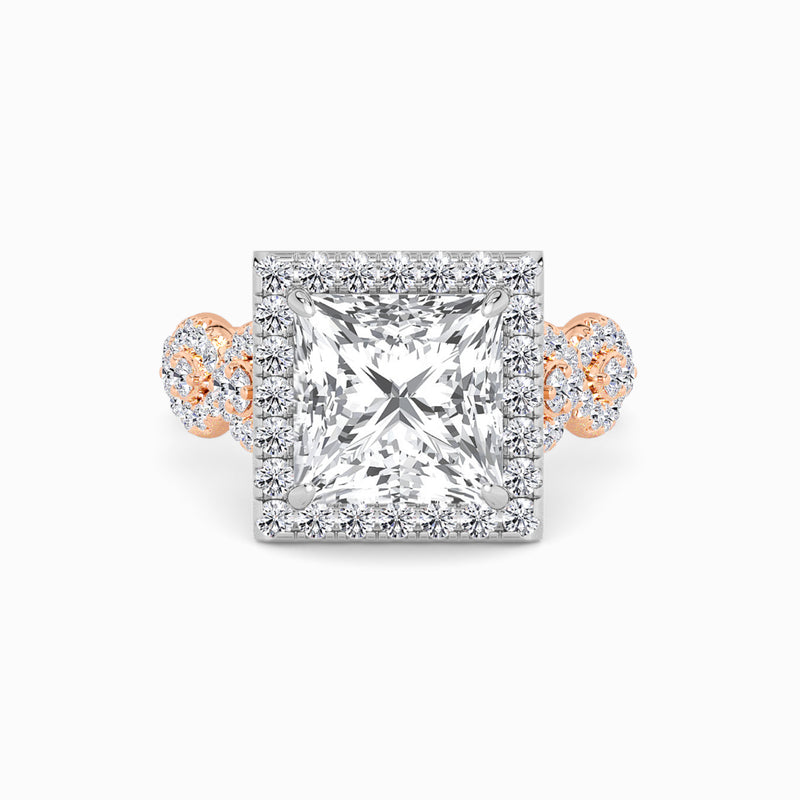 Princess Cut Halo Braided Band Lab Diamond Engagement Ring (1ct+)