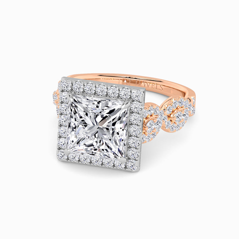 Princess Cut Halo Braided Band Lab Diamond Engagement Ring (1ct+)