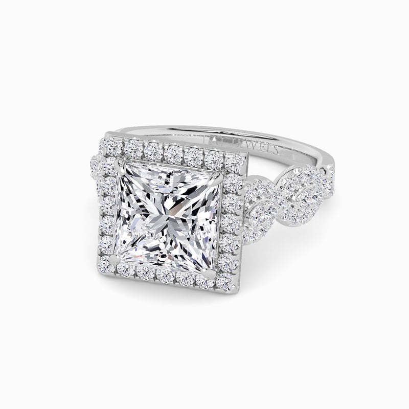 Princess Cut Halo Braided Band Lab Diamond Engagement Ring (1ct+)