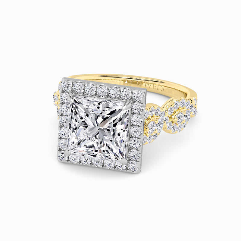 Princess Cut Halo Braided Band Lab Diamond Engagement Ring (1ct+)