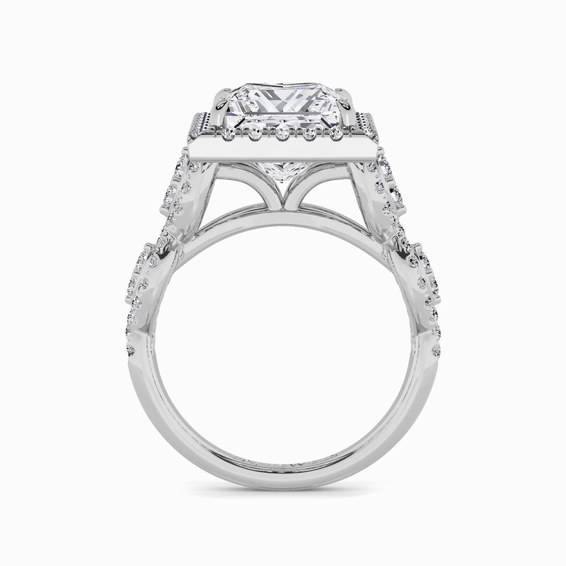 Princess Cut Halo Braided Band Lab Diamond Engagement Ring (1ct+)