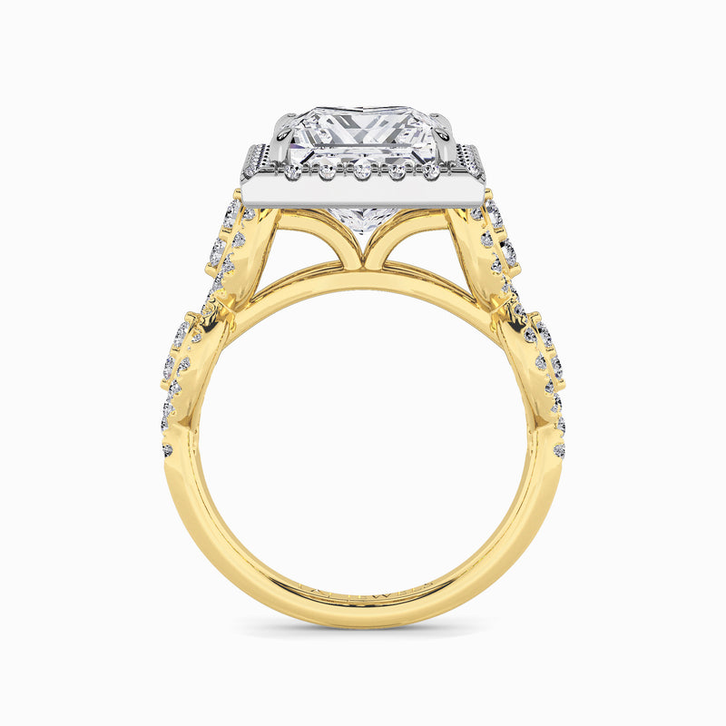 Princess Cut Halo Braided Band Lab Diamond Engagement Ring (1ct+)