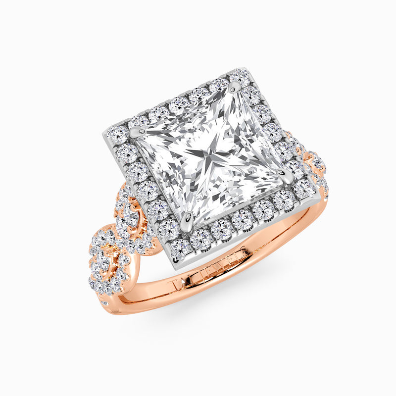 Princess Cut Halo Braided Band Lab Diamond Engagement Ring (1ct+)