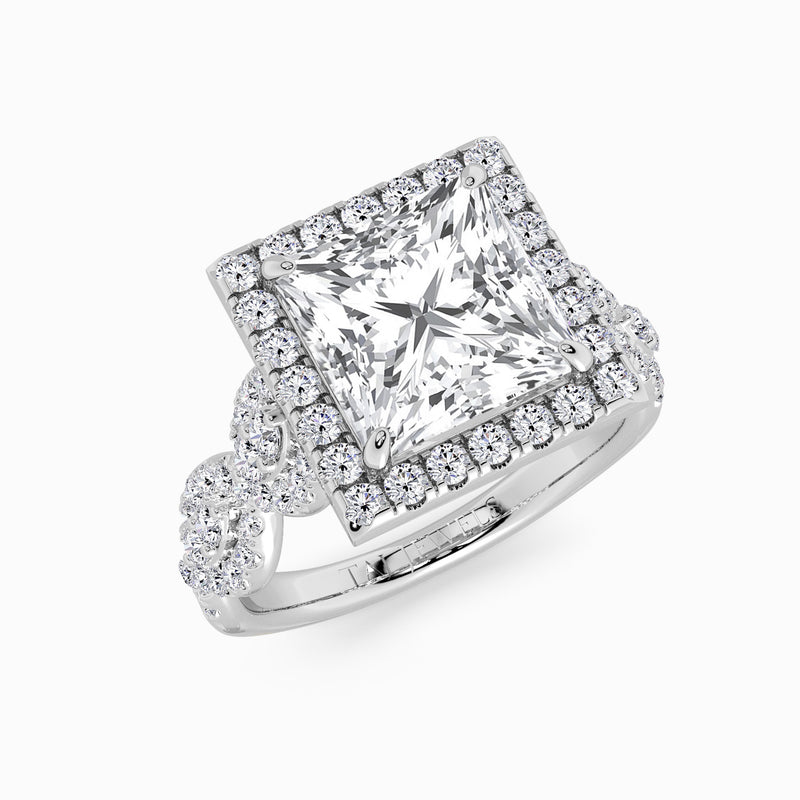 Princess Cut Halo Braided Band Lab Diamond Engagement Ring (1ct+)