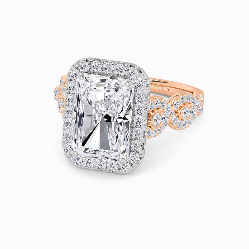 Radiant Cut Halo Braided Band Lab Diamond Engagement Ring (1ct+)