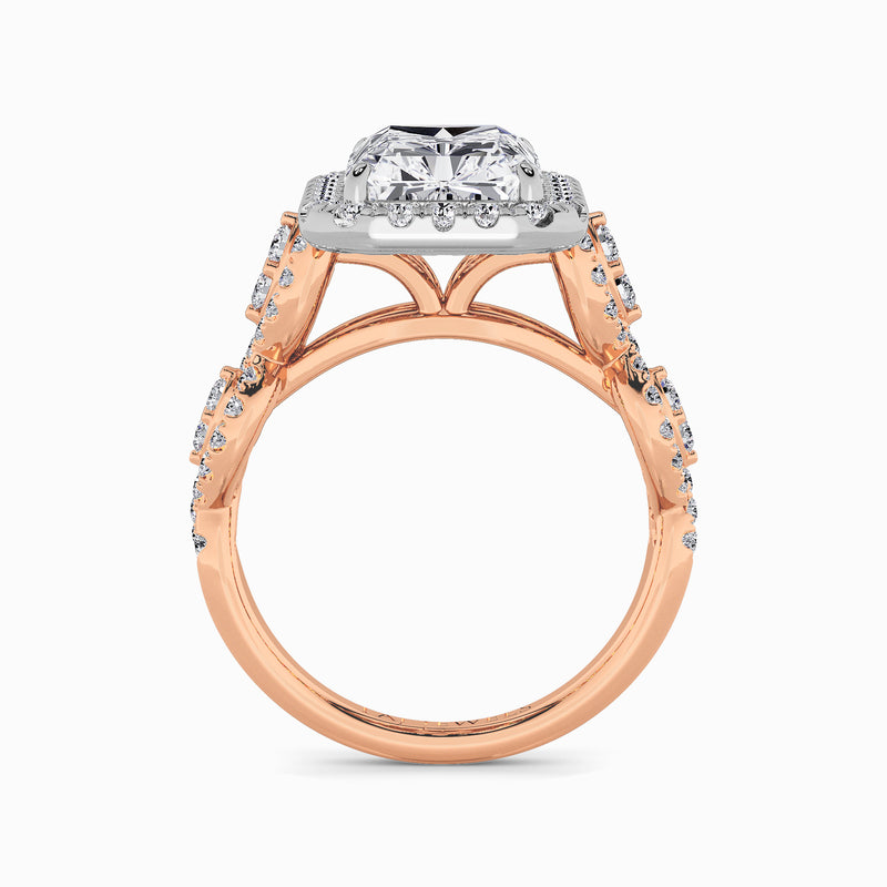 Radiant Cut Halo Braided Band Lab Diamond Engagement Ring (1ct+)