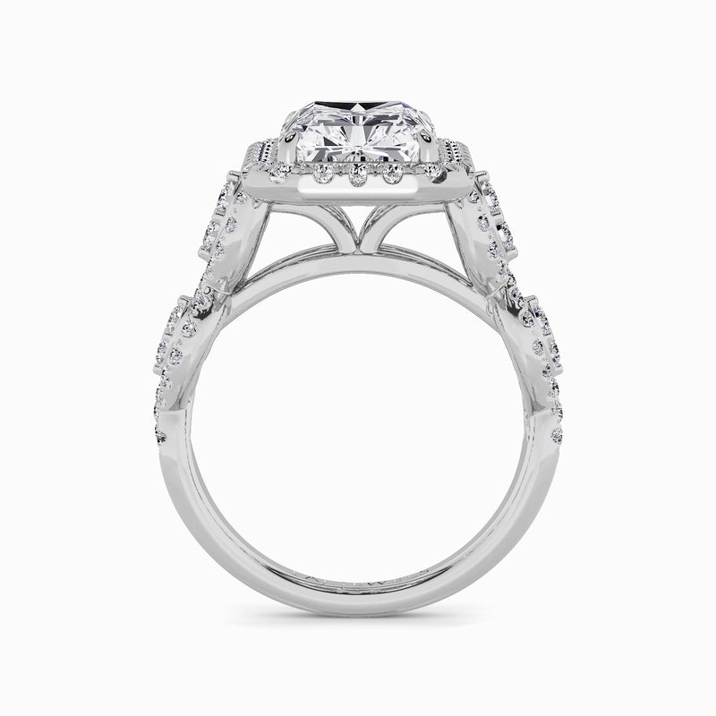 Radiant Cut Halo Braided Band Lab Diamond Engagement Ring (1ct+)